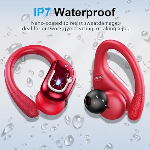 Wireless Earbud, 75Hrs Bluetooth 5.4 Headphones IP7 Waterproof for Sport, Running Wireless Earphones with ENC Noise Canceling Mics, Deep Bass Over Ear bud with Earhooks for Android, iOS, Workout, Gym 5