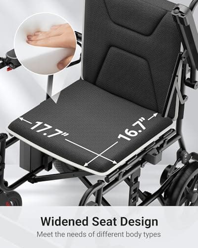 VERPAL 34lbs Lightweight Electric Wheelchair for Adults, 500W Foldable Electric Wheelchairs with 220 lbs Capacity, All Terrain 12.5 Miles Power Wheelchair for Home, Hospital, Nursing Home, Park 8