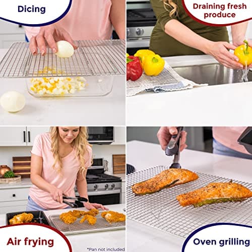 KITCHENATICS Heavy Duty Half Sheet Cooling Racks, Rust Resistant Stainless Steel Baking Racks, Wire Racks Fit Half Sheet Pan, Bacon Grill Rack for Oven, Cookie Cooling Racks 11.8" x 16.9" IN, Set of 2 6