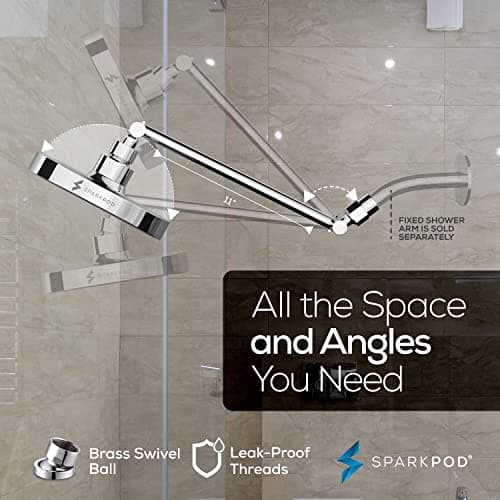 SparkPod Round Rain Shower Head with Extension Arm - Height Adjustable Shower Head with High Pressure Performance - Easy 1-Minute Installation (11" Arm Extension, Luxury Polished Chrome) 5