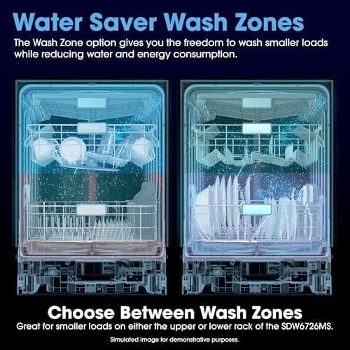 Sharp SDW6726MS 24-inch Stainless Steel Dishwasher, 47 dB Library Quiet, Third Rack, Power Wash Sprayer, 12 Place Settings, 6