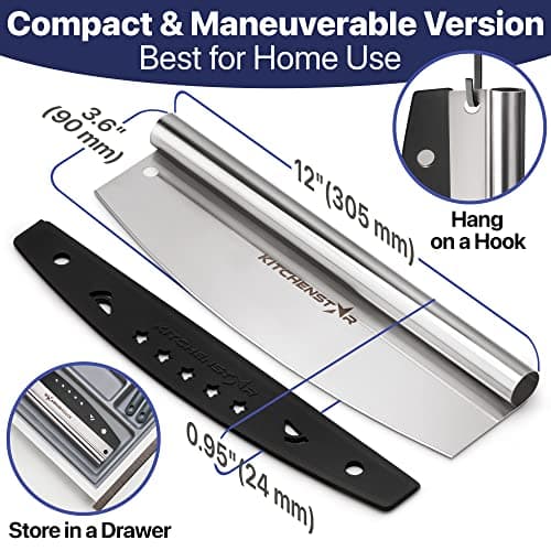 KitchenStar 12-Inch Pizza Cutter Rocker Blade - Sharp Stainless Steel Slicer Knife, Protective Cover, Dishwasher Safe, Small - Professional Pizza Oven Accessories 5
