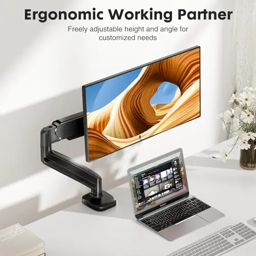 Simple Deluxe Single Monitor Arm, 13" to 32" Adjustable Desk Monitor Stand Mount, Black 7