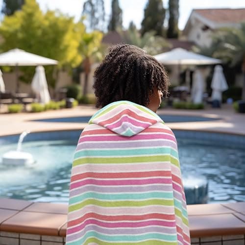 ORIGINAL KIDS Hooded Bath Towel Wrap - 100% Cotton Terry Large Oversized Hooded Kids Towel - Toddler Shower Pool Beach Towel - Super Soft Plush Absorbent Quick Dry Easy Care Gift - 30x60 - Pink Multi 6
