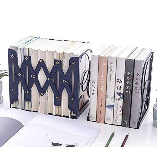 Adjustable Bookends Metal Book Ends for Heavy Book Holder Heavy Duty Bookends Nonskid Bookcase Desktop Book Organizer Binder Holder 6