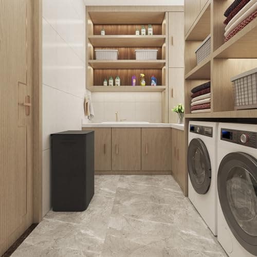 Lifewit 100L Laundry Hamper with Lid, Large Laundry Basket with Lid Handles and 2 Removable Bags, Tall Foldable Dirty Clothes Hamper for Laundry Room, Bathroom, Dorm, Bedroom, Dark Gray 8