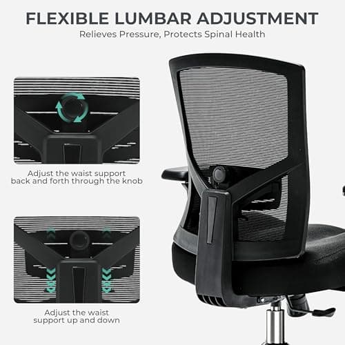 Big and Tall Office Chair 500lbs, Ergonomic Oversize Mesh Desk Chair, Heavy Duty High Back Computer Chair with Wide Thick Seat Cushion, Adjustable Lumbar Support, 4D Armrests 5