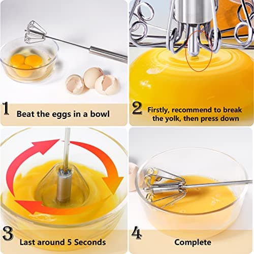 Newness Whizzy Whisk, Stainless Steel Semi Automatic Blender for Home -Versatile Tool for Egg Beater, Milk Frother, Hand Push Whisk - Kitchen Utensil for Blending, Whisking, Beating & Stirring 5