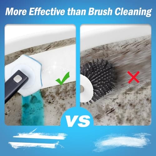 squish Disposable Toilet Brush with 16 Refills, Wall-Mounted No-Drill Adhesive Holder, Toilet Cleaning Kit for Bathroom - Space-Saving & Easy to Use 5