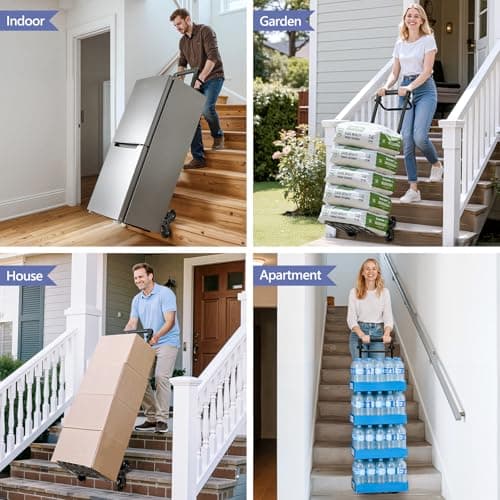 KEDSUM 460 LBS Stair Climbing Dolly, Folding Dolly Cart with Wheels for Stairs, Telescoping Handle & 100% Thickened Steel Stair Climbing Cart for Warehouses, Homes, and Offices, Height 49.2 inch 9