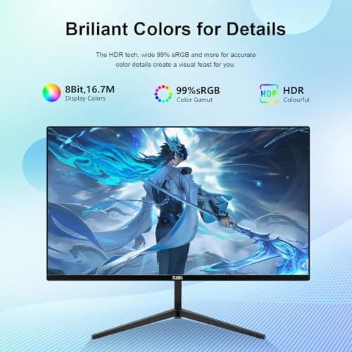 DJiEX 24 inch Monitor FHD 1920x1080p 180Hz Screen 99% sRGB Refresh Rate 3ms Home Office Gaming Computer Monitor Sync Visual Experience for Work & Play Support Wall Mount Install 2