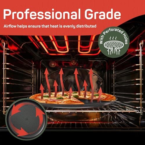 Emporio Kitchen Pizza Baking Pan - 15.75-Inch Round Perforated Carbon Steel Tray with Non-Stick Gray Marble Coating, Airflow Design, Dishwasher & Oven Safe (Up to 450°F), PFOA, PFOS, PTFE-Free, Gray 6