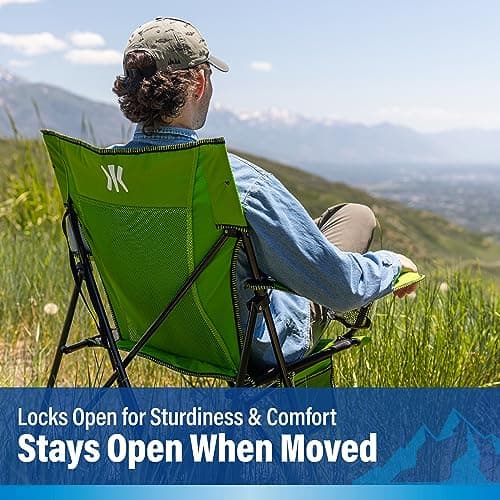 Kijaro Portable Camping Chairs - Enjoy the Outdoors with a Versatile Folding Sports Chair for Outdoor & Lawn - Dual Lock Feature Locks Position – Hallet Peak Gray 12