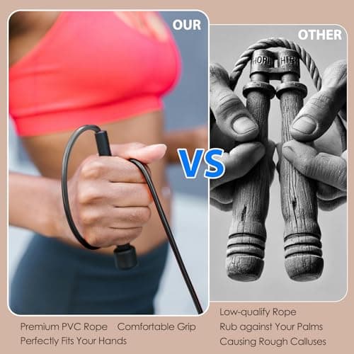 POCFOINY 2 Pack Jump Rope for Fitness, Speed Rope Skipping Rope for Men, Kids and Women, Jumping Rope for Workout, Tangle-Free PVC Long Jump Rope Set, Adjustable Exercise Jumping Rope Boxing for Adult 6