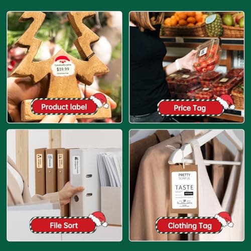 NEW1 Label Printer +4 Rolls Labels, 2 Inch Portable Inkless Bluetooth Label Maker for Small Business, Home, School, Automatic Label Recognition, Sticker Printer for Address Logo Barcode Clothing（Red） 5