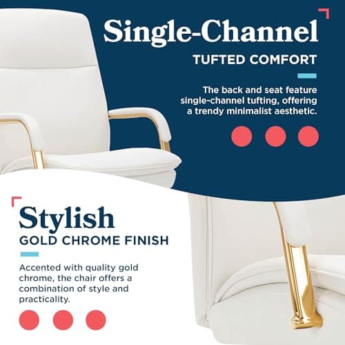 La-Z-Boy Opus Ergonomic Bonded Leather Swivel Executive Chair, White and Gold (CCHR10015A) 6