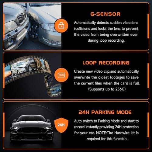 2.5K Dash Cam, Mini Dash Cam for Cars, 1440P Car Camera with APP, 24 Hours Parking Monitor Dashcams Front 2.5K, 160°Wide WiFi Dash Cam with WDR Night Vision, G-Sensor 7