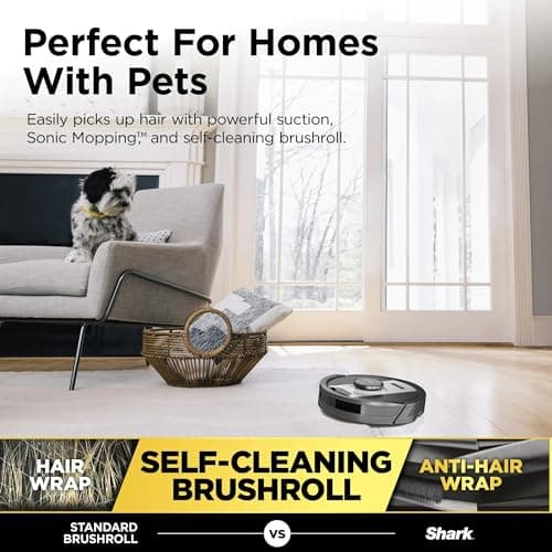 Shark RV2400WD IQ 2-in-1 Robot Vacuum & Mop with Matrix Clean & Sonic Mopping, Perfect for Pet Hair, Carpets, Hard Floors, Compatible with Alexa, Black/Silver, No Self-Empty Base (Renewed) 5