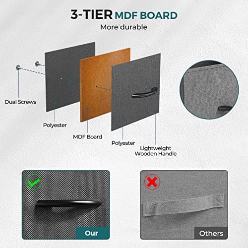 OLIXIS Dresser for Bedroom, 9 Storage Drawers, Wide Fabric Closet Chests Organizer Tower Furniture, TV Stand with Wooden Top Metal Frame for Clothes, Living Room, Hallway, Entryway, Classic Grey 6