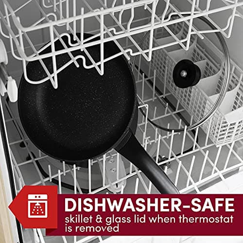 Elite Gourmet EG6207# Scratch Resistant 10.5-inch (2Qt) Fry Pan, Easy-Pour Spout Dishwasher Safe, Non-stick Electric Skillet with Vented Glass Lid, Adjustable Temperature, Black 5