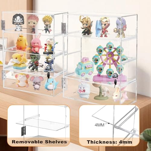 Acrylic Display Case with Lock Key 4 Tier Clear Display Case Locking Cabinet for Collectibles Figure Knife Rock Perfume Countertop Retail Showcase Display Box Wall Mount with Shelves 11.8x5.9x15.7 in 5