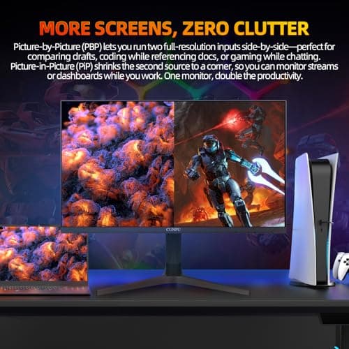 CUNPU 32 Inch 4k Gaming Monitor, 144Hz UHD Fast IPS Panel, 1ms GTG, sRGB 120%,10 Bit, Gsync & FreeSync, Support Xbox PS5 4k 120Hz VRR ALLM, HDMI 2.1,DP 1.4, Height/Vertical Adjustment 5