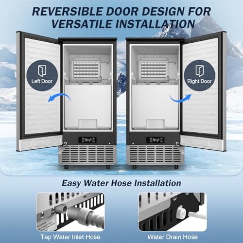 Under Counter Ice Maker Machine Commercial - 120LBS/24H with 30lbs Ice Storage Bucket & Reversible Door, Built-in Freestanding Ice Machine, Automatic Cleaning/24 Hours Timer, For Home & Commercial Use 6