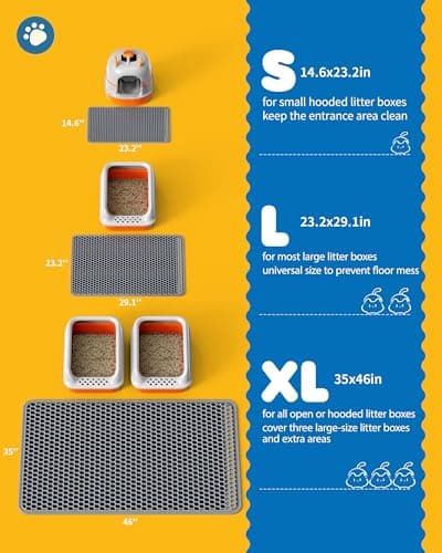 Cat Litter Mat - 23.2'' x 14.6'' Small Litter Trapping Mat, Easy to Clean Litter Box Mat, Waterproof, Urine-Proof, Non-Slip Kitty Litter Mats for Floor, Grey 6