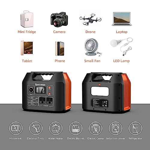 EnginStar Portable Power Station 300W 296Wh Battery Bank with 110V Pure Sine Wave AC Outlet for Outdoors Camping Hunting and Emergency, 80000mAh Backup Battery Power Supply for CPAP 9