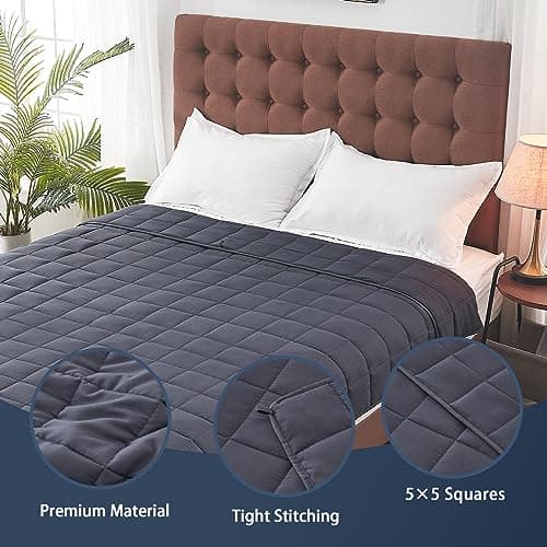 yescool King Size Weighted Blanket for Adults (20 lbs, 80” x 87”, Grey) Cooling Heavy Blanket for Sleeping Perfect for 190-210 lbs, Breathable Blanket for Adults & Couple All Season, Machine Washable 9