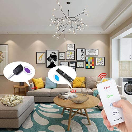 Key Finder with Extra 4 Long Chains, Simjar Wireless Remote Control RF Key Finder Locator for Keys Wallet Phone Glasses Luggage Pet Tracker, White 8