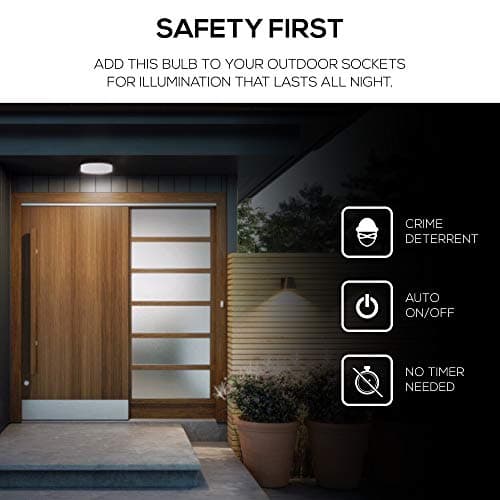 Amazon Basics A19 Dusk to Dawn Sensor LED Outdoor Light Bulb, 60W Equivalent, Energy-Efficient 9W, Daylight 5000K, E26 Base, 10,000 Hours, 2 Count (Pack of 1) 5