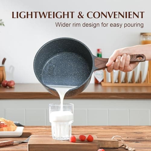 SENSARTE Nonstick Sauce Pan with Lid Saucepan Set, Swiss Granite Coating Sauce Pot Kitchen Cooking Pot, Induction Comptable, Free of Intentionally Added PFOA, 1.5 + 2.5 QT 3