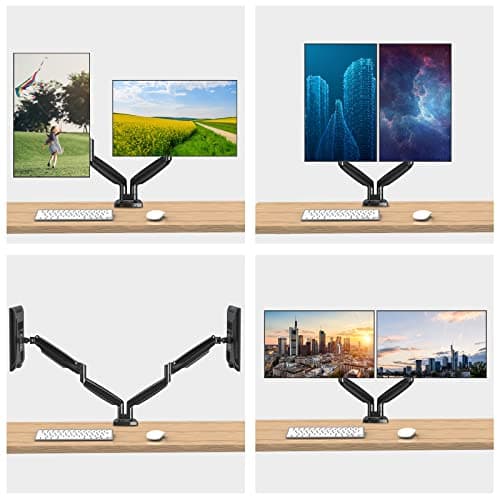 MOUNTUP Dual Monitor Mount for 2 Max 35 inch Ultrawide Screens, Hold 6.6-30.9lbs, Full Motion Gas Spring Monitor Desk Arm, Heavy Duty Dual Monitor Stand for Desk, VESA Bracket with Clamp/Grommet Base 5