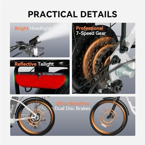 DDC SPORT Electric Bike for Adults, Peak 700W Motor 20MPH, 374.4WH Removable Battery 50Miles, 24'' Step Through City Cruiser Ebike for Commuter, E-Bike with 7-Speed, Front Basket 6