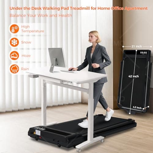 Portable Compact Treadmill with Handles for Home Small Spaces, Foldable Folding Walking Pad Treadmill with Handle Bar, 3.0HP Electric Walking Pads Treadmills Home with 320LB Capacity, LED Display 5