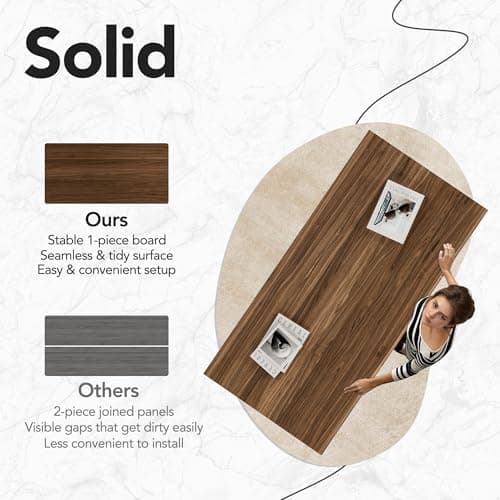 HUANUO Electric Standing Desk with 3 Drawers, 48 Inches Height Adjustable Desk, Whole-Piece Board Sit Stand Up Desk with 4 Memory Height Settings, Black Walnut 6