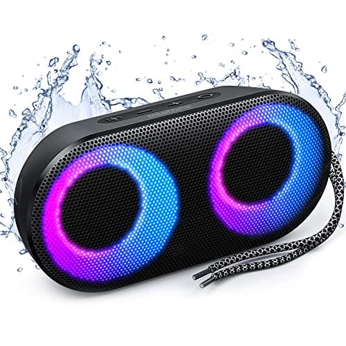 MIATONE Drum Shower Speaker with LED Lights, IPX7 Waterproof Bluetooth Speaker, 15W Loud Sound, Bluetooth 5.3, 24H Playtime, Portable Speaker for Bathroom, Shower, Pool, Beach, Teen Boys Girls Gifts