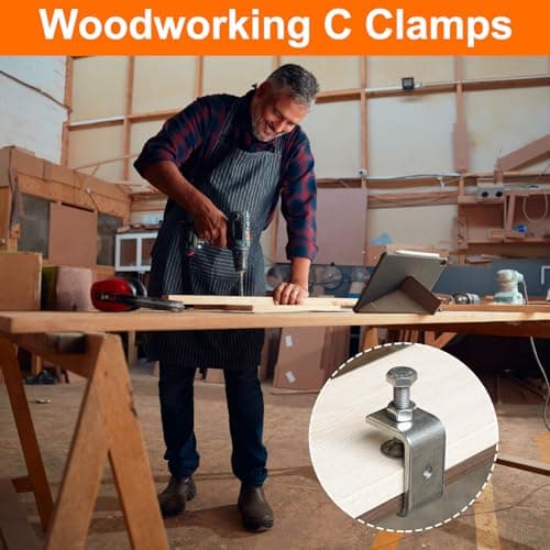 uxcell Stainless Steel C-Clamp with 0.79 Inch Wide Jaw Opening for Woodworking Welding Building Household Mount 4 Pcs 5