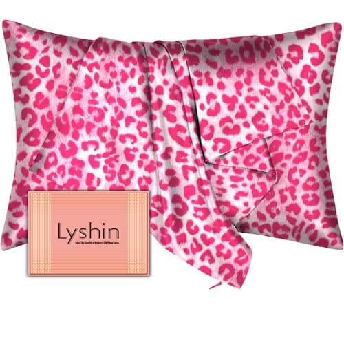 Mulberry Silk Pillow Cases Standard Size with Hidden Zipper, Ultra Smooth and Soft Breathable Cooling Silk Satin Pillowcase for Hair and Skin, Gifts for Women Men (Leopard Pink, 20x26 Inches, 1 Pack)
