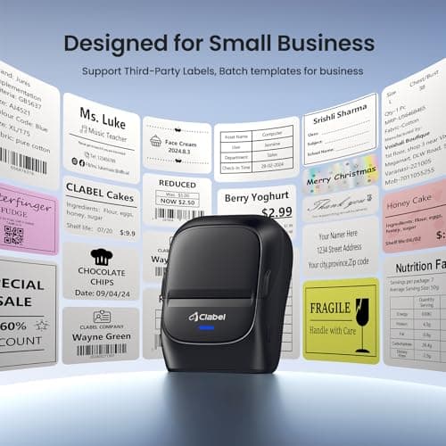 CLABEL Label Maker Machine with Tape, 221B Thermal Bluetooth Label Printer 2 Inch Portable Barcode Inkless Sticker for Small Business, Retail Office,Office, Home, Came with 1 Roll Label (Black) 8