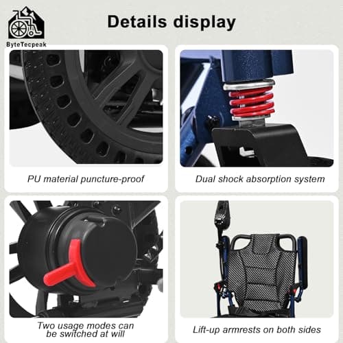 Lightweight Electric Wheelchairs for Adults,Folding Electric Wheelchair Airline Approved,500W Motor,15Miles Range,Portable Motorized Wheelchairs for Seniors,All-Terrain Power Wheelchair,Support 330lbs 9