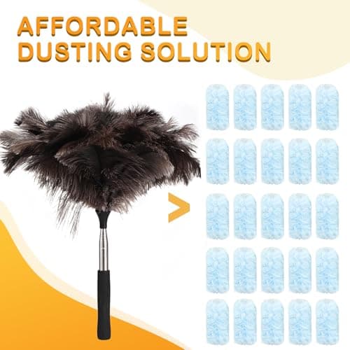 Ostrich Feather Duster with Telescoping Handle - Reusable Long Hand Duster Extendable Dusting Tool Extra for Cleaning High Ceiling Fan, Pendant Lamp, Blinds, Furniture, Electronics 6