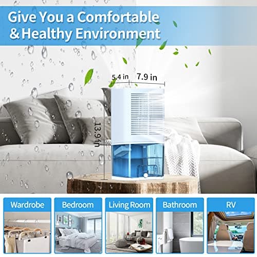 68oz, （810 Sq.ft）Dehumidifiers for Home,Quiet Dehumidifier With Drain Hose & Auto Shut Off, Portable Small Dehumidifiers for Bathroom Room Basements Bedroom Closet RV 7