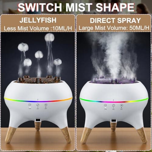 Morbou Essential Oil Diffuser Jellyfish Mist Dancing with Music Aromatherapy, 7 Colorful Lights Hotel Collection Diffuser Oils Scents for Home, Extra 2 * 10ml Essential Oils 5