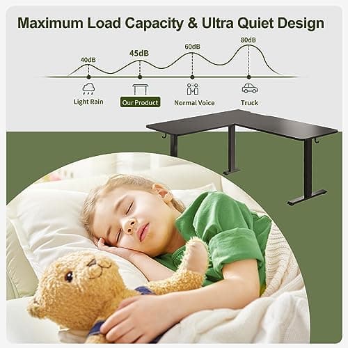 BANTI L-Shaped Standing Desk - 63 x 55 Inch Adjustable Corner Standing Desk with Charging Station - L Shape Sit Stand Table with Memory Controller, Splice Board for Home Office, Black 7