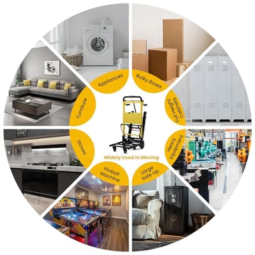 Riosoc Electric Stair Climbing Dolly, Heavy Duty, Powered Stair Climber Dolly Cart with 6 Wheels Motor Powered for Furniture Logistics Warehouse, Black & Yellow, 120W 7