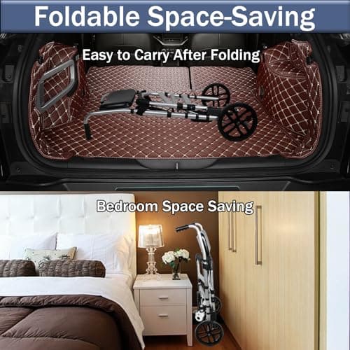 NexusSmash Folding Bedside Commode with Wheels, Padded Shower Chair with Bucket, Rolling Shower Commode Chairs with Soft Backrest, Bedside Commodes for Senior & Handicap 6