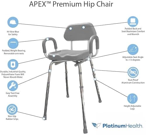 Platinum Health Hip Chair, APEX(tm) Premium, Padded, Height Adjustable, SEAT-Angle Adjustable Hip Chair. Doctor and Rehab Specialist Recommended 2