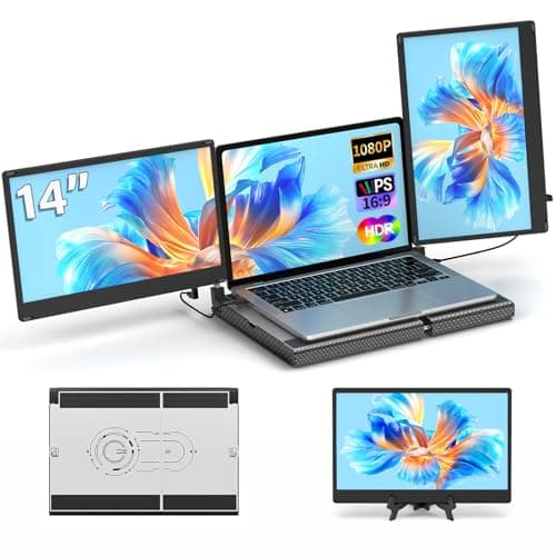 POTTMACEE 14.2" Laptop Screen Extender, 0.17" Ultra-Thin FHD 1080P IPS Portable Monitor for Laptop, Dual Screen Travel Monitor Extender, Plug-Play for Windows/Mac/Chrome, Fit 13”-17.3” Laptops